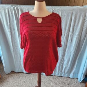 CJ Banks Red Knit Blouse